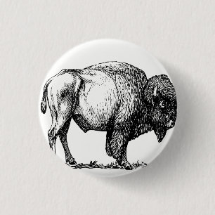 American Buffalo Bison 3 Cm Round Badge