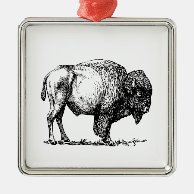American Buffalo Bison Metal Tree Decoration (Front)