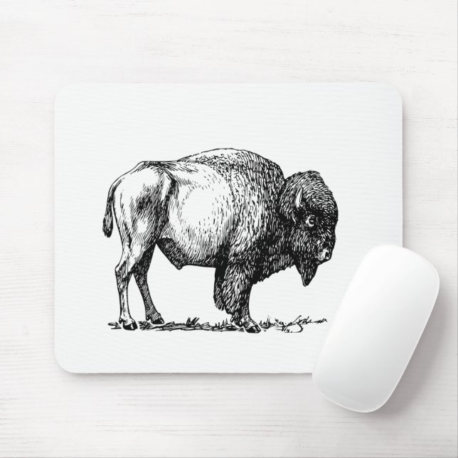American Buffalo Bison Mouse Mat (With Mouse)