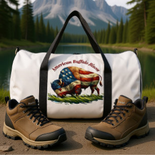 American Buffalo Bison Proudly Patriotic Duffle Bag