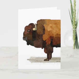 American Buffalo (Bison) Watercolor Greeting Card