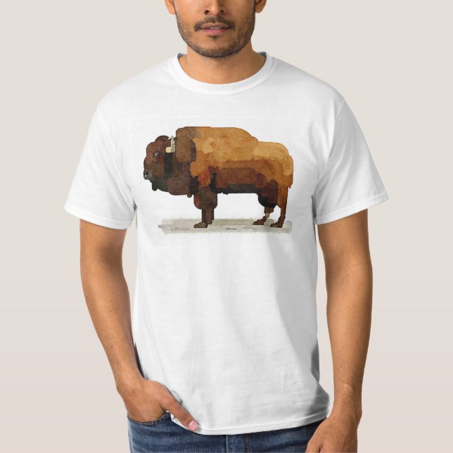 American Buffalo (Bison) Watercolor T-shirt (Front)