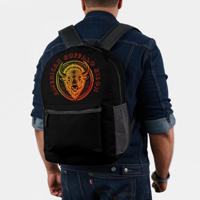 American Buffalo Bison Wildlife Black Backpack (Insitu (Model))