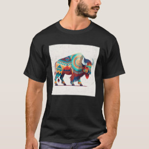 American Buffalo Colorful Aztec Bison Men Women  2 T-Shirt