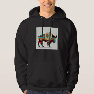 American Buffalo Colorful Aztec Bison Men Women Hoodie