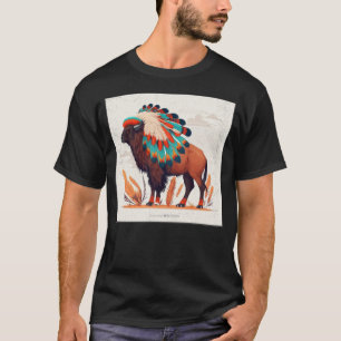 American Buffalo Colourful Aztec Bison Men Women   T-Shirt