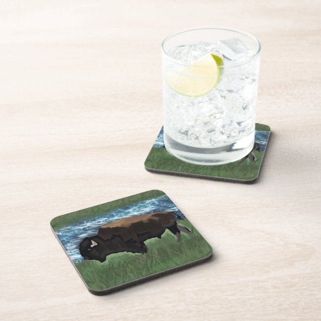American Buffalo or Bison Illustration Coaster (Right Side)