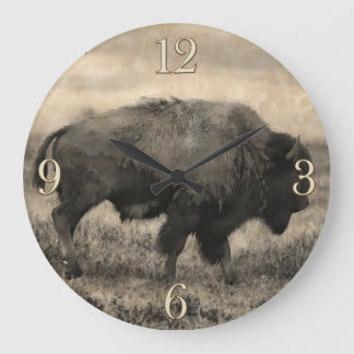 American Buffalo - Plains Bison Large Clock