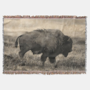 American Buffalo - Plains Bison Throw Blanket