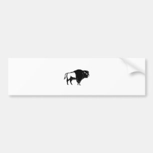 American Buffalo Side Woodcut Black and White Bumper Sticker