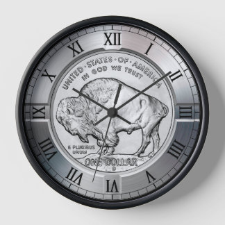American Buffalo Silver Dollar Commemorative Coin Clock