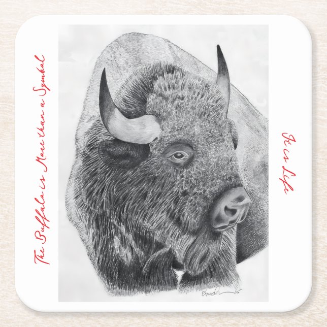 American Buffalo Square Paper Coaster (Front)