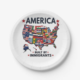 American Built by Immigrants Patriotic American Paper Plate