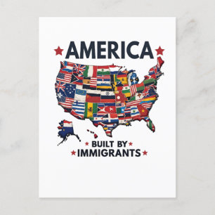American Built by Immigrants Patriotic American  Postcard