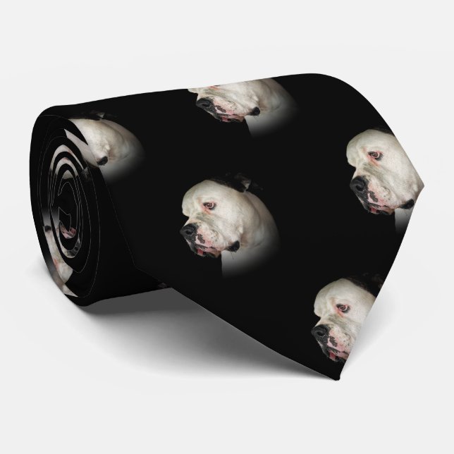 American Bull Dog portrait on black Tie (Rolled)