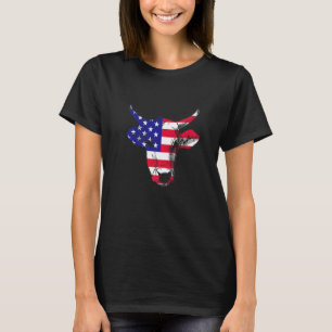 American Bull Usa 4th Of July Farmer Cow T-Shirt
