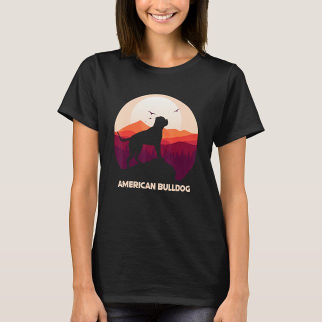 American Bulldog and Moon Halloween T-Shirt (Front)