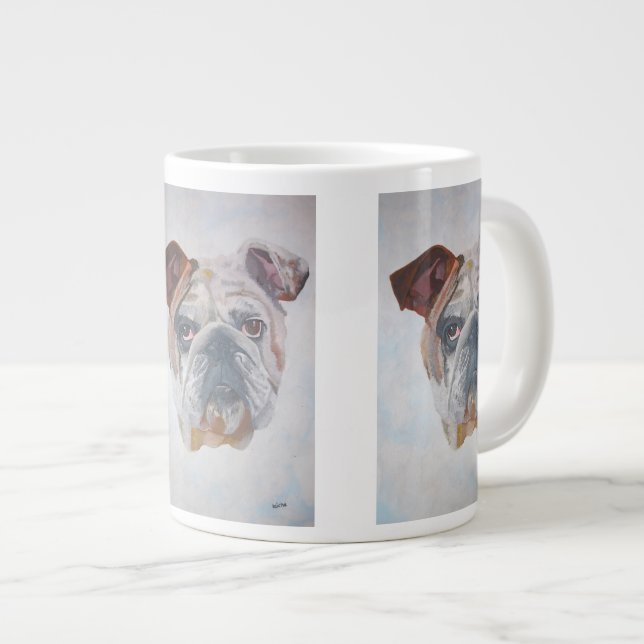 American Bulldog Artistic Pet Portrait Large Coffee Mug (Front Right)