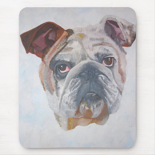 American Bulldog Artistic Pet Portrait Mouse Mat (Front)