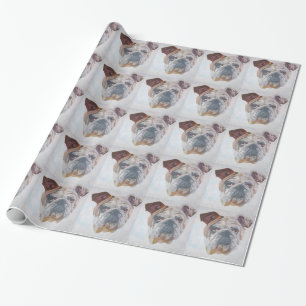 American Bulldog Artistic Pet Portrait Wrapping Paper
