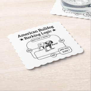 American Bulldog Barking Logic Dogs Lovers Puppy Paper Coaster