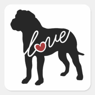 American Bulldog (Bully) Love Square Sticker