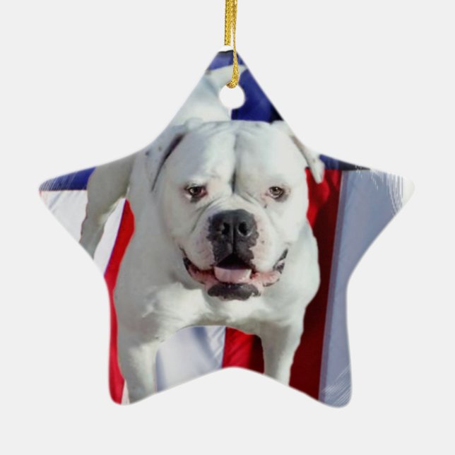 American Bulldog Ceramic Tree Decoration (Back)