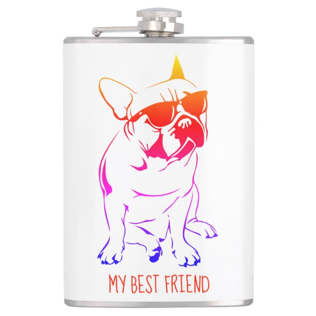 AMERICAN BULLDOG COLOURFUL HIP FLASK (Front)