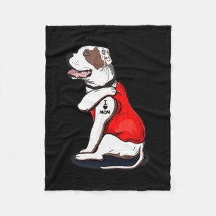 American-bulldog Dog I Love Mum Tattoo Fleece Blanket