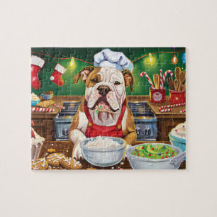 American Bulldog Holiday Baking: Festive Christmas Jigsaw Puzzle