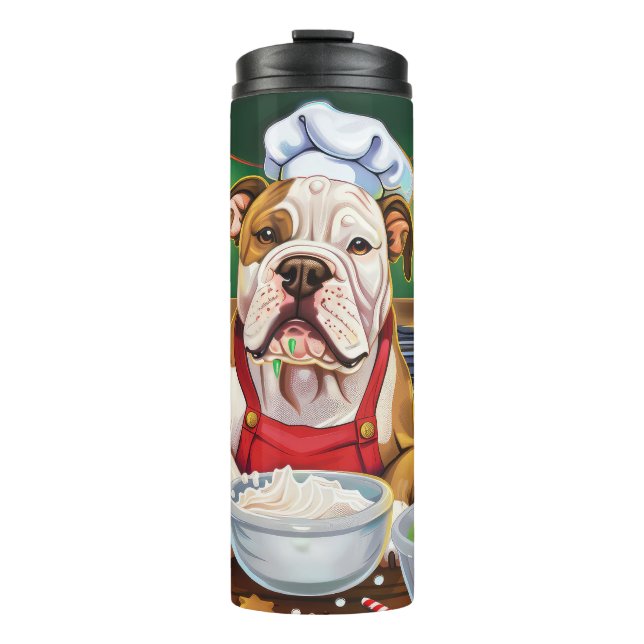 American Bulldog Holiday Baking: Festive Christmas Thermal Tumbler (Front)