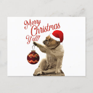 American Bulldog Holiday Christmas Postcard