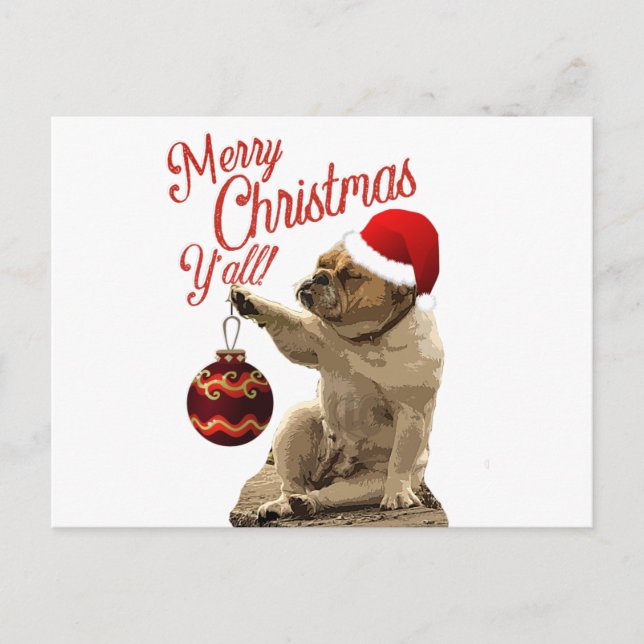 American Bulldog Holiday Christmas Postcard (Front)