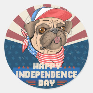 American Bulldog Independence Day 4th Of July Classic Round Sticker