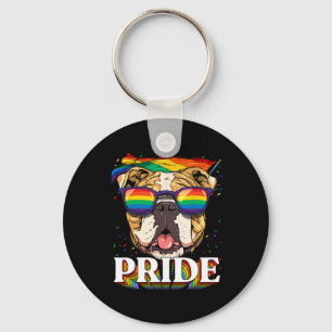 American Bulldog Lgbtq Rainbow Flag Pride Month Do Key Ring