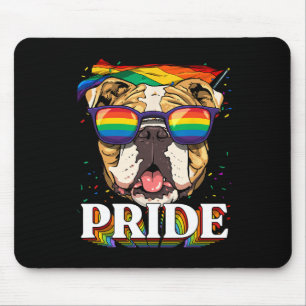 American Bulldog Lgbtq Rainbow Flag Pride Month Do Mouse Mat