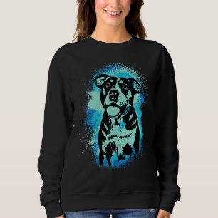American Bulldog Paint Blue Design Dog Mom Dad Sweatshirt