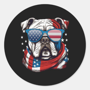 American Bulldog Patriotic 4th Of July Dog Lovers  Classic Round Sticker