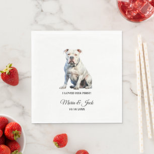 American Bulldog Pet Full Colour Wedding Cocktail Napkin