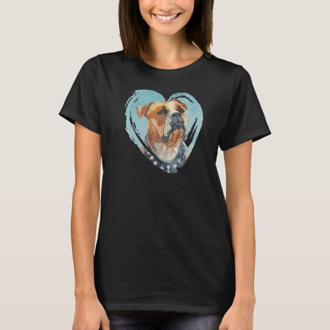 American Bulldog Portrait  Watercolor Dog Graphic T-Shirt (Front)