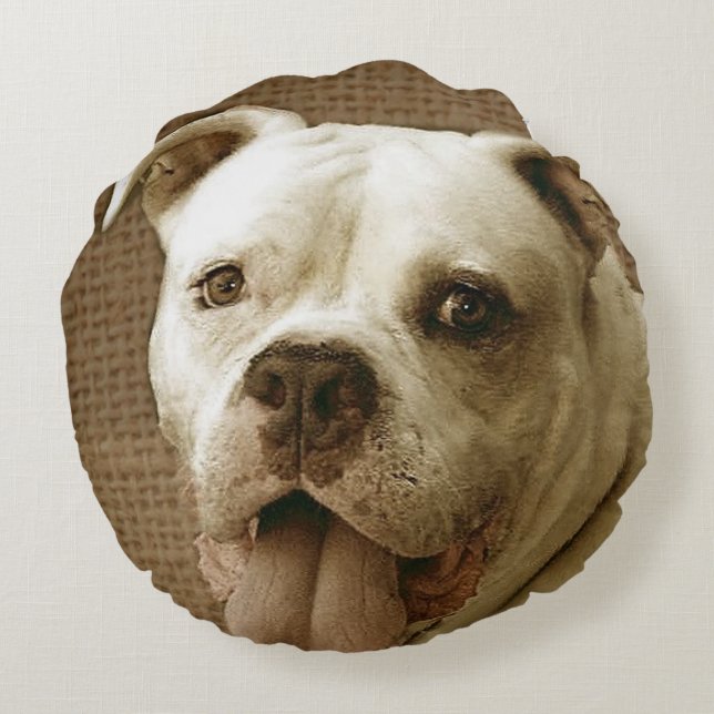 American Bulldog round pillow (Back)