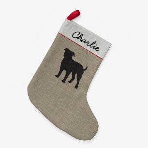 American Bulldog Silhouette Cute Dog Holiday Xmas Small Christmas Stocking