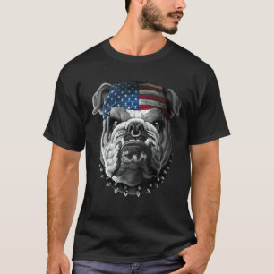 American Bulldogs Love American Flag  Dog T-Shirt
