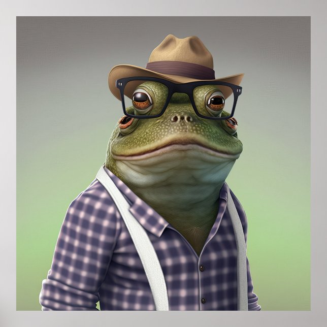 American Bullfrog Hipster Poster (Front)