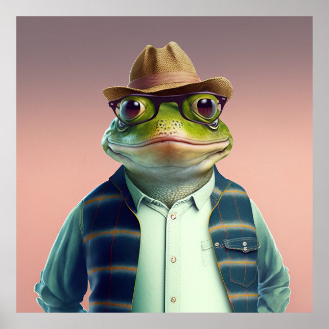 American Bullfrog Hipster Poster (Front)