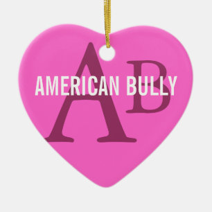 American Bully Breed Monogram Ceramic Tree Decoration
