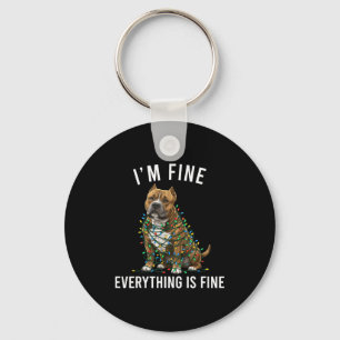 American Bully Christmas I'm Fine Everything Is Fi Key Ring