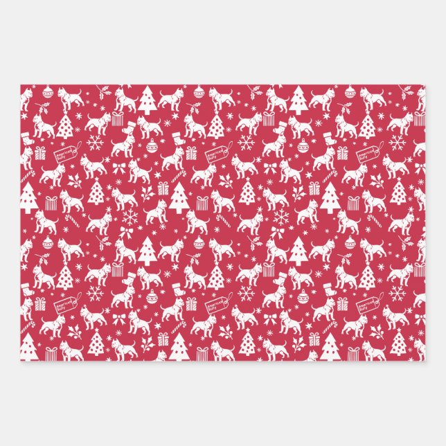 American Bully Christmas Wrapping Paper Sheet (Front)