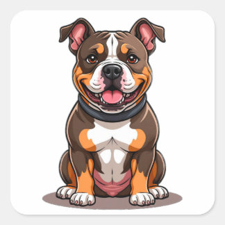 American Bully Cute Puppy Style Square Sticker
