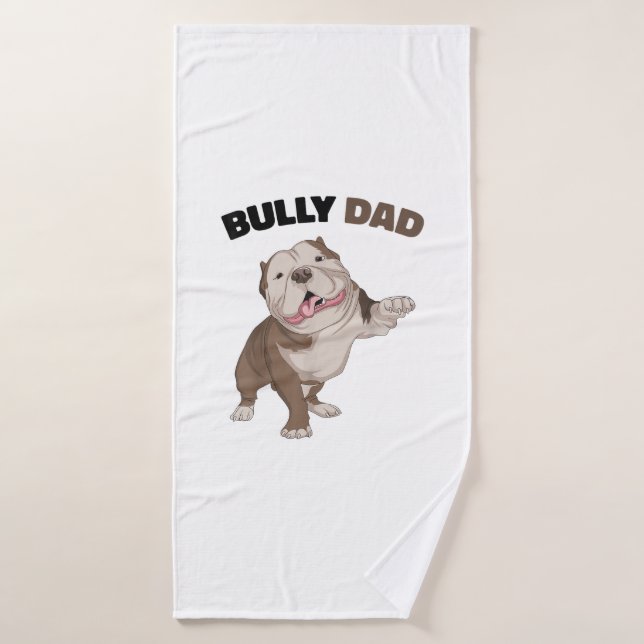 American Bully Dad Dog Owner Father Funny Men  Bath Towel (Bath Towel)